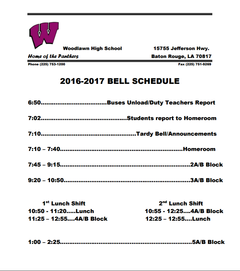 Bell Schedule